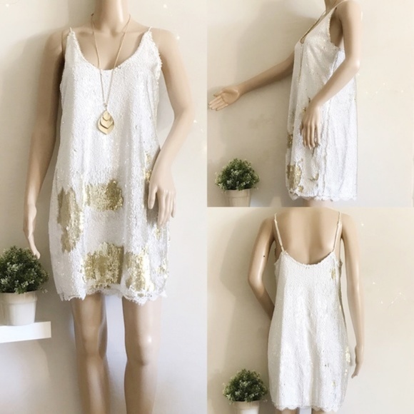 Free People Seeing Double Sequin Mini Dress (L) - Picture 2 of 6
